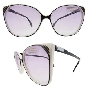 1970’s Silhouette Oversized Sunglasses Color Block Black White, Made in Austria